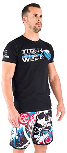 Titan Box Wear You Camiseta, Hombre, Negro/Azul/Blanco, 2XL