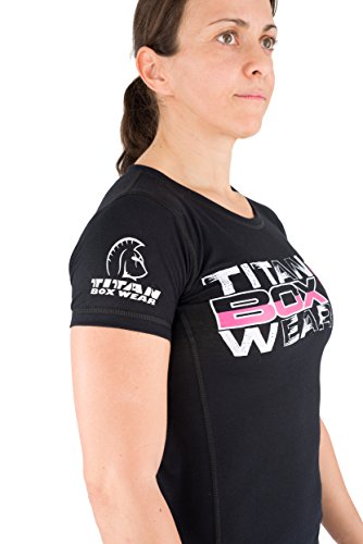 Titan Box Wear You Camiseta, Mujer, Negro/Rosa/Blanco, M