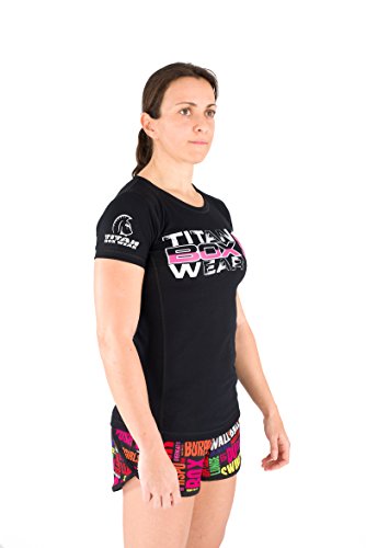 Titan Box Wear You Camiseta, Mujer, Negro/Rosa/Blanco, M