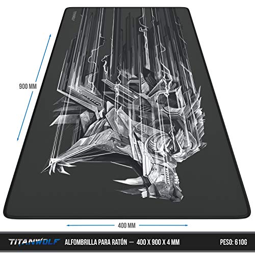 TITANWOLF - XXL Alfombrilla para ratón 900 x 400 mm - Speed Gaming Mousepad - Mouse Pad para Ordenador - Base para Mesa Grandes Dimensiones - Diseño: Epsilon