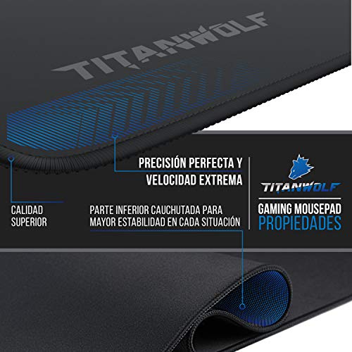 TITANWOLF - XXL Alfombrilla para ratón 900 x 400 mm - Speed Gaming Mousepad - Mouse Pad para Ordenador - Base para Mesa Grandes Dimensiones - Diseño: Epsilon