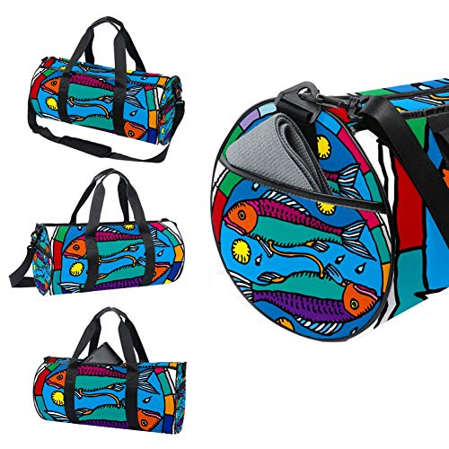 TIZORAX - Bolsa de deporte impermeable para gimnasio de piscis y horóscopo de viaje, gimnasio, bolsa seca, húmeda separada, para mujeres y hombres