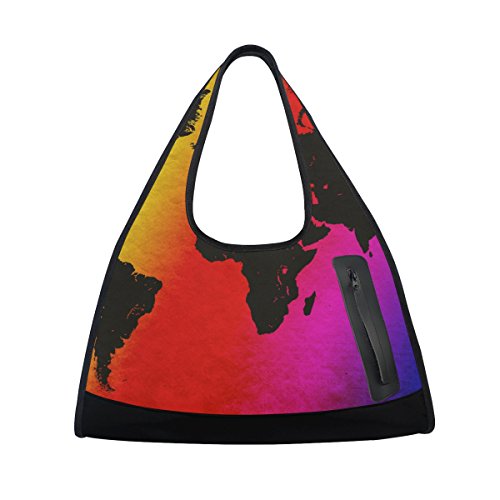 TIZORAX Grunge World Map - Bolsa de Viaje para Gimnasio o Gimnasio, Diseño Vintage