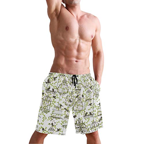 TIZORAX - Pantalones cortos de baño para hombre con jaulas de pájaros de secado rápido Multicolor multicolor XXL