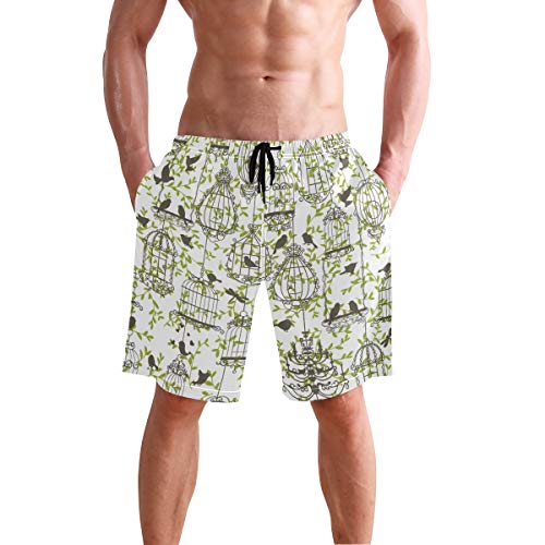 TIZORAX - Pantalones cortos de baño para hombre con jaulas de pájaros de secado rápido Multicolor multicolor XXL