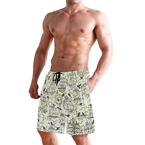 TIZORAX - Pantalones cortos de baño para hombre con jaulas de pájaros de secado rápido Multicolor multicolor XXL