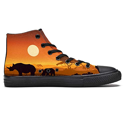 TIZORAX - Zapatillas altas para hombre, diseño de rinoceronte africano, color Multicolor, talla 42.5 EU
