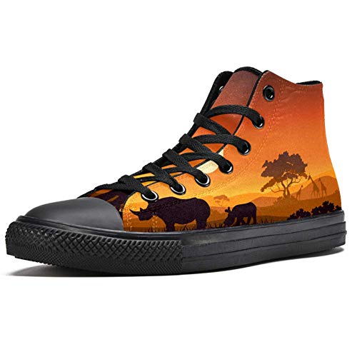 TIZORAX - Zapatillas altas para hombre, diseño de rinoceronte africano, color Multicolor, talla 42.5 EU