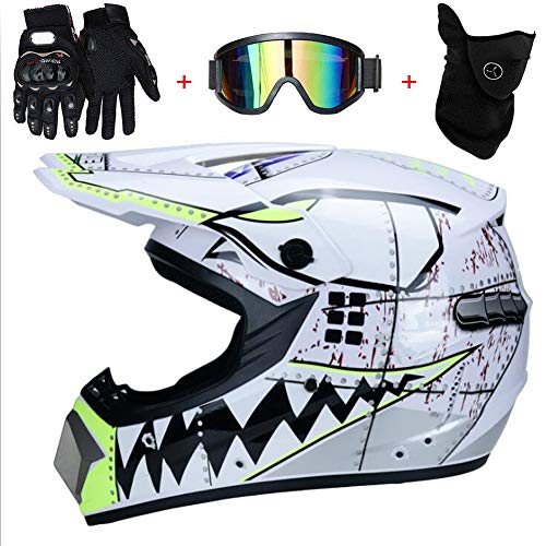 TKUI Casco Motocross Niño ECE Homologado - Casco de Moto Infantil Cross Integral Enduro Infantil para Mujer Hombre Adultos,L(56~57cm)