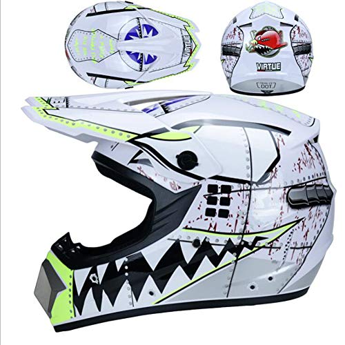 TKUI Casco Motocross Niño ECE Homologado - Casco de Moto Infantil Cross Integral Enduro Infantil para Mujer Hombre Adultos,L(56~57cm)