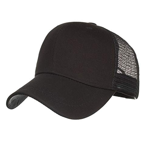 TMEOG Gorra de BéIsbol para Mujer, Gorra de Media Cola de Caballo Ajustable Transpirable Secado Rápido Gorra Deportiva Sombrero para Correr (Negro)