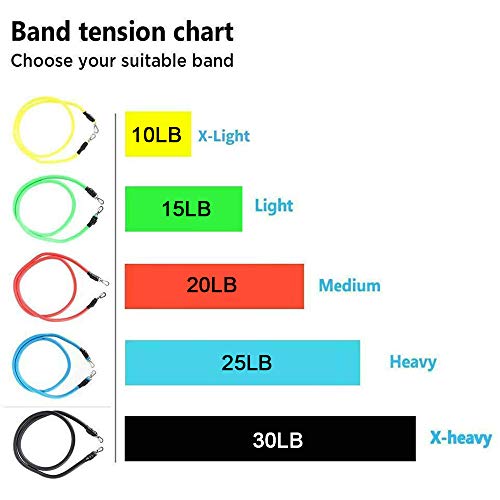 Tmtonmoon - Juego de bandas de resistencia para ejercicios, yoga, pilates, equipo de gimnasio en casa para piernas y glúteos con anclaje de puerta, correa de tobillo, funda de transporte