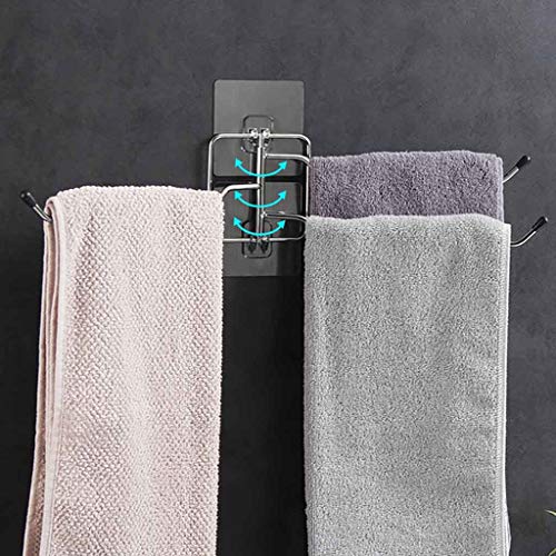 Toallero Giratorio, 180 Grados, para Cuarto de baño, toallero sin Agujeros, Perchero para Puerta, Gancho para Montaje en Pared, toallero para Pegar, fácil Montaje