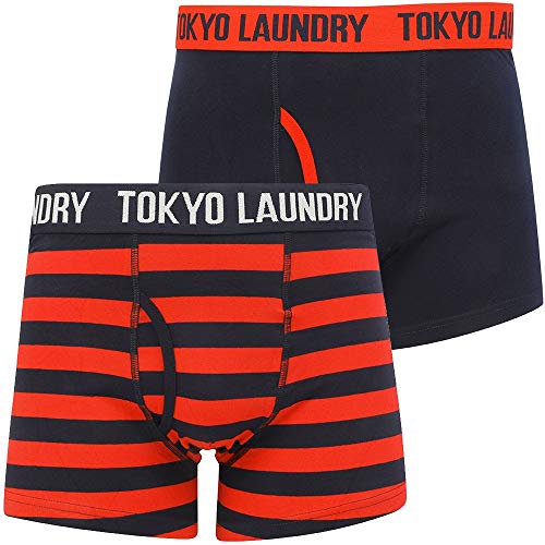 Tokyo Laundry - Bóxer para hombre, diseño de rayas Rojo Mission - Red S