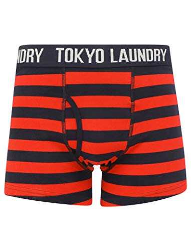 Tokyo Laundry - Bóxer para hombre, diseño de rayas Rojo Mission - Red S