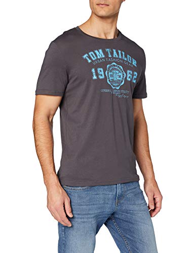 Tom Tailor Logo Camiseta, Gris (Tarmac Grey 10899), XX-Large para Hombre