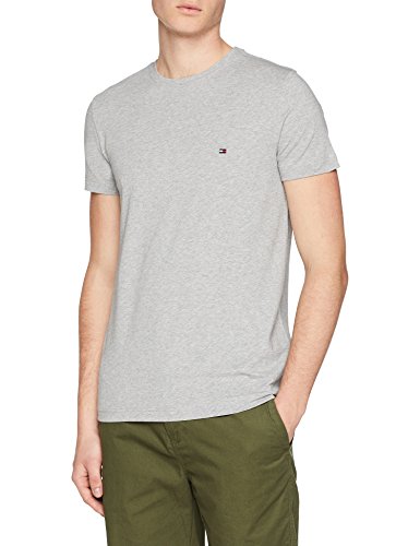 Tommy Hilfiger Core Stretch Slim Cneck tee Camiseta, Gris (Cloud Htr 501), Large para Hombre