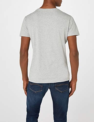 Tommy Hilfiger Logo Camiseta de Cuello Redondo,Perfecta para El Tiempo Libre, Gris (Grey Heather), L para Hombre