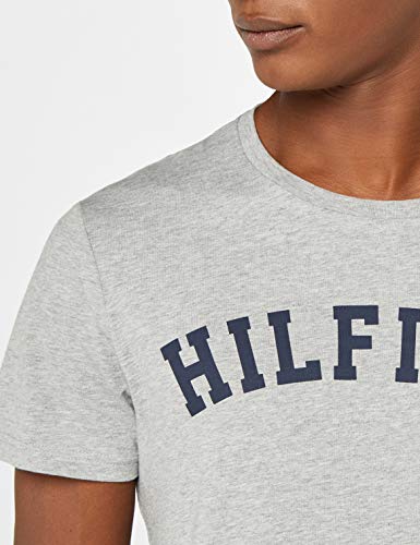 Tommy Hilfiger Logo Camiseta de Cuello Redondo,Perfecta para El Tiempo Libre, Gris (Grey Heather), XL para Hombre