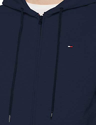 Tommy Hilfiger Logo Tape Hoody Sudadera con Capucha y Cinta Distintiva, Azul (Navy Blazer), Medium para Hombre