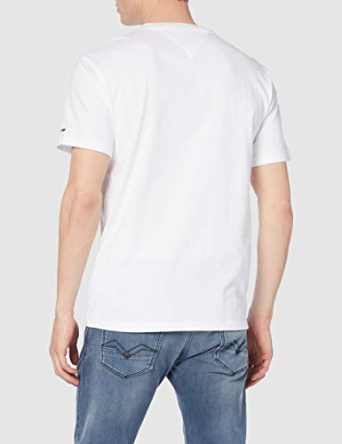 Tommy Hilfiger TJM Neon Script tee Camiseta, Blanco (Classic Blanco 100), L para Hombre