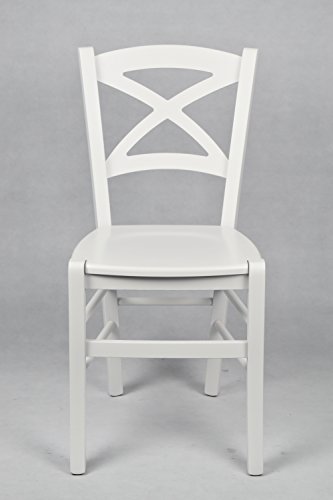 Tommychairs - Set 4 sillas Cross para Cocina y Comedor, Estructura en Madera de Haya barnizada Color Blanco y Asiento en Madera