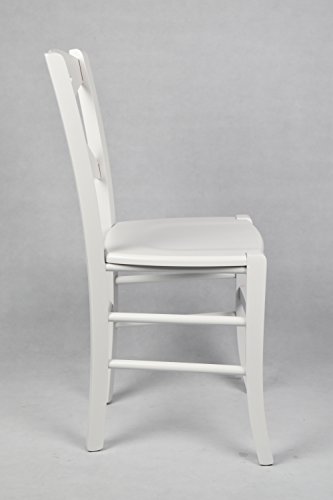 Tommychairs - Set 4 sillas Cross para Cocina y Comedor, Estructura en Madera de Haya barnizada Color Blanco y Asiento en Madera