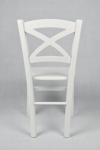 Tommychairs - Set 4 sillas Cross para Cocina y Comedor, Estructura en Madera de Haya barnizada Color Blanco y Asiento en Madera