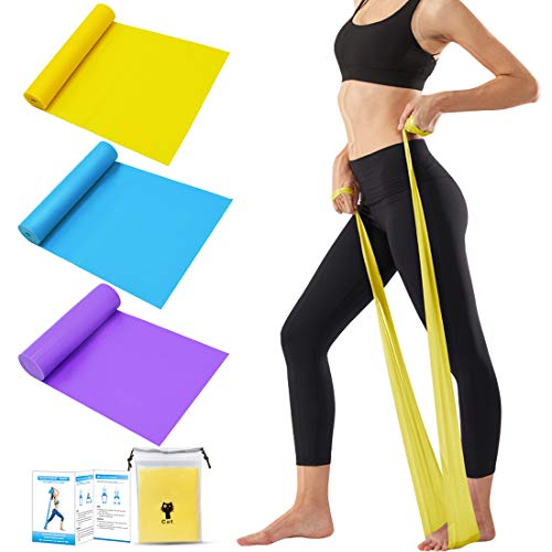 Tompig Bandas Elasticas Fitness Set de 3, Cintas Elásticas con 3 Niveles de Resistencia, Bandas Elásticas para Fisioterapia, Yoga, Pilates, Fitness,Entrenamiento en el hogar