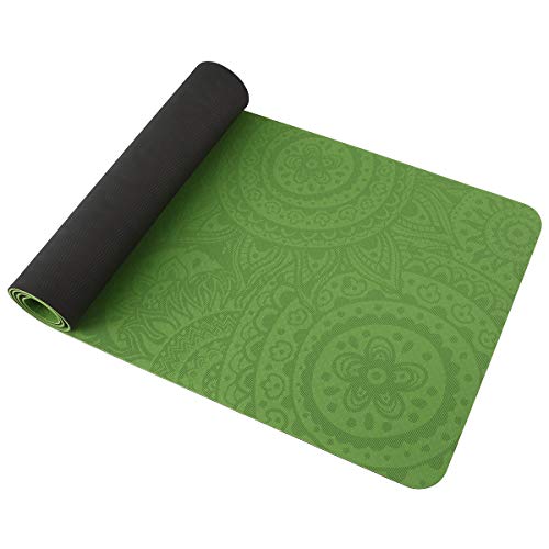 TOMSHOO Colchoneta Yoga Antideslizante, Esterilla Yoga de TPE 6mm, Alfombra Pilates Doble Color con Bolsa de Malla (183 * 61 * 0,6cm)