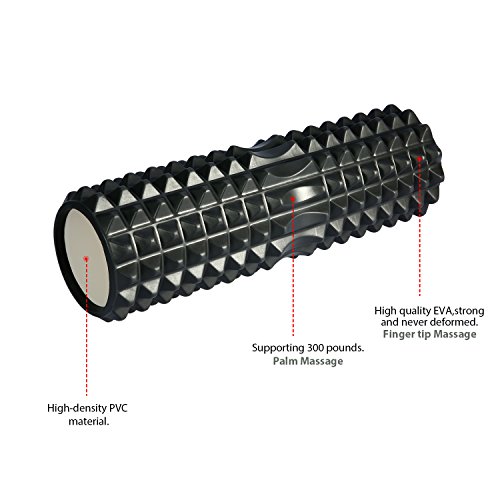 TOMSHOO Foam Roller Kit, 6 en 1 Kit de Rodillo Masaje Muscular con Rodillos de Espuma, Roller Stick, Bolas Masaje y Spiky Ball, Rodillo de Espuma para Pies y Espalda Pierna Fitness (Negro)