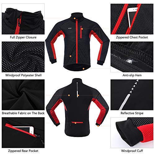 TOMSHOO Hombres Ropa de Ciclismo de Invierno Conjunto de Manga Larga Bicicleta a Prueba de Viento Jersey con Pantalones Ciclismo al Aire Libre Correr Chaqueta Ropa Deportiva