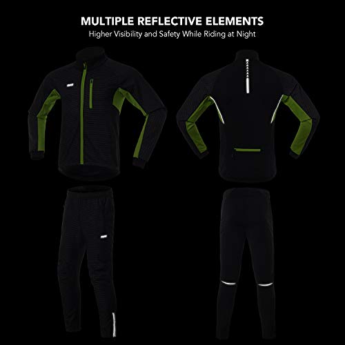 TOMSHOO Hombres Ropa de Ciclismo de Invierno Conjunto de Manga Larga Bicicleta a Prueba de Viento Jersey con Pantalones Ciclismo al Aire Libre Correr Chaqueta Ropa Deportiva