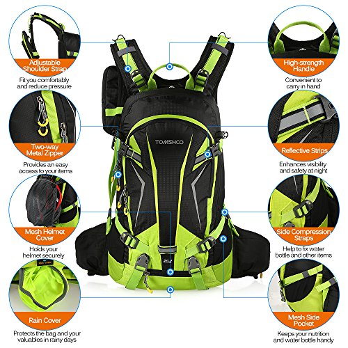 TOMSHOO Mochila Ciclismo 20L/30L Impermeable para Excursionismo Ciclismo Alpinismo Senderismo Camping al Aire Libre con Cubierta de Lluvia y del Casco