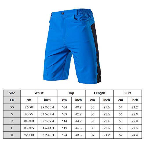 TOMSHOO Pantalones Cortos de Ciclismo Hombres Transpirable para Ciclismo Correr MTB o Deportes al Aire Libre (Negro+Gris, M)