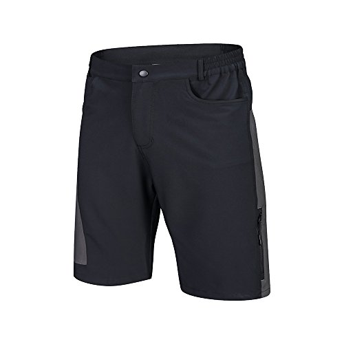 TOMSHOO Pantalones Cortos de Ciclismo Hombres Transpirable para Ciclismo Correr MTB o Deportes al Aire Libre (Negro+Gris, M)