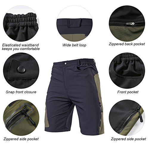 TOMSHOO Pantalones Cortos de MTB para Hombres, Pantalones Cortos de Ciclismo para Bicicletas, Pantalones Transpirables para Bicicletas de MTB Pantalones Cortos de Ciclismo para Exteriores