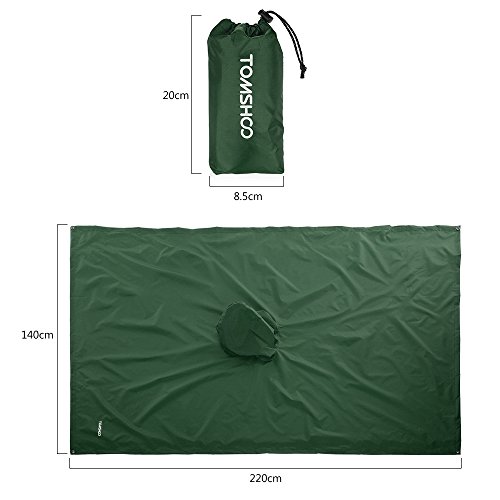 TOMSHOO Poncho de Lluvia Reusable de Ripstop Impermeable y Multifuncional como Toldo, Tienda de Campaña, Estera de Camping, Cubierta de Dosel, para Senderismo, Cámping y Pesca Ciclismo