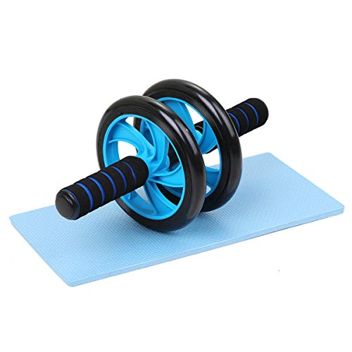 TOMSHOO Rueda Abdominales Fitness Kit,AB Roller y Esterilla Antideslizante para Rodillas Fitness Aparatos para el Hogar Aparatos Portátiles para Entrenamiento de Fuerza Muscular Fitness (5 en 1 Azul)