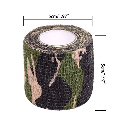 TONGXU 10 Rollos Vendaje Autoadhesivo Elástico No Tejido Tape Cinta Deportiva Fijación Vendajes de Camuflaje 5cm x 4,5m