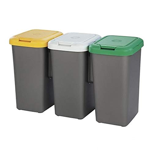 Tontarelli Set 3 PAPELERAS DE Reciclaje 77x32x47,5 cm, Triple, 75 litros