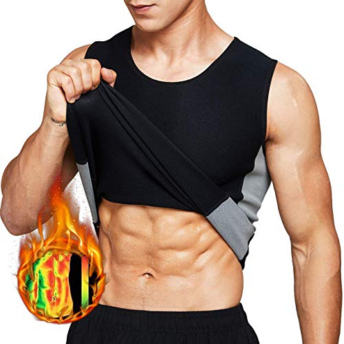 Tooklanet Chaleco Sauna Hombres Sudar Sin Mangas Chaleco Deportivo Entrenamiento Físico Chaleco para el Vientre Pérdida de Peso Neopreno Entrenador para la Cintura Camiseta Reductora