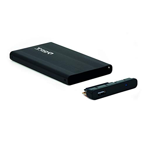 TooQ TQE-2510B - Carcasa para Discos Duros HDD de 2.5", (SATA I/II/III de hasta 9.5 mm de Alto, USB 2.0), Aluminio, indicador LED, Color Negro, 80 grs.