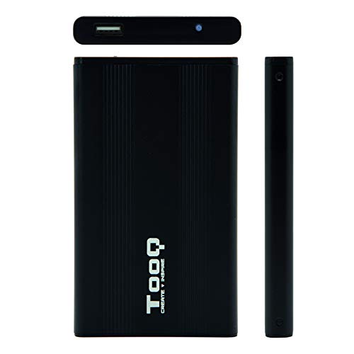 TooQ TQE-2510B - Carcasa para Discos Duros HDD de 2.5", (SATA I/II/III de hasta 9.5 mm de Alto, USB 2.0), Aluminio, indicador LED, Color Negro, 80 grs.