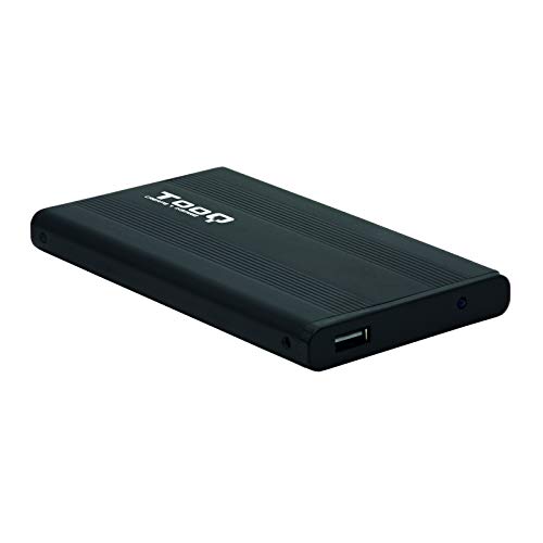 TooQ TQE-2510B - Carcasa para Discos Duros HDD de 2.5", (SATA I/II/III de hasta 9.5 mm de Alto, USB 2.0), Aluminio, indicador LED, Color Negro, 80 grs.