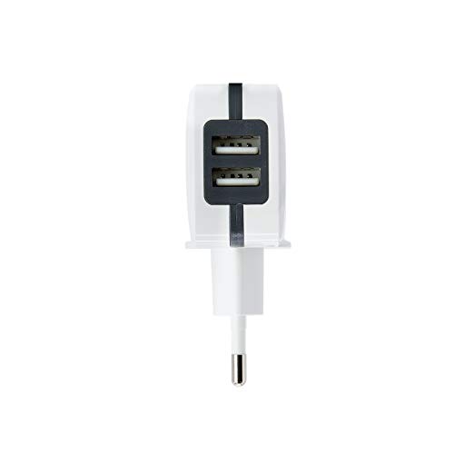 TooQ TQWC-1S02WT - Cargador de pared con 2 x USB (5V - 3.4 A, 17 W), con tecnologia AiPower, para iPad / iPhone / Samsung / Tablets / Smartphones, color BLANCO