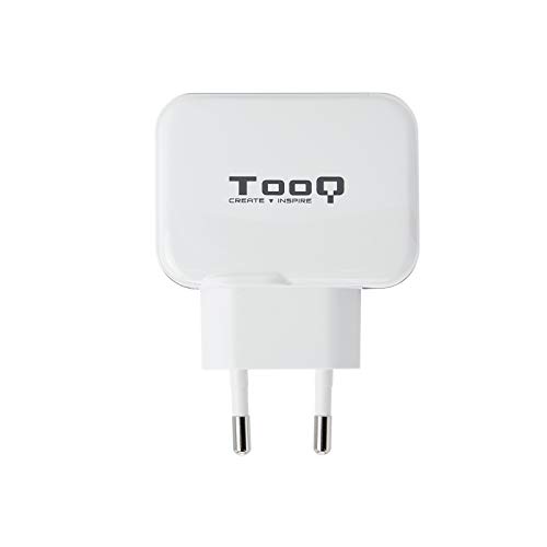 TooQ TQWC-1S02WT - Cargador de pared con 2 x USB (5V - 3.4 A, 17 W), con tecnologia AiPower, para iPad / iPhone / Samsung / Tablets / Smartphones, color BLANCO