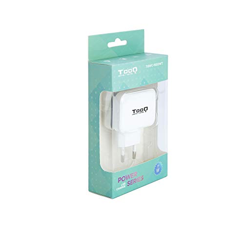 TooQ TQWC-1S02WT - Cargador de pared con 2 x USB (5V - 3.4 A, 17 W), con tecnologia AiPower, para iPad / iPhone / Samsung / Tablets / Smartphones, color BLANCO