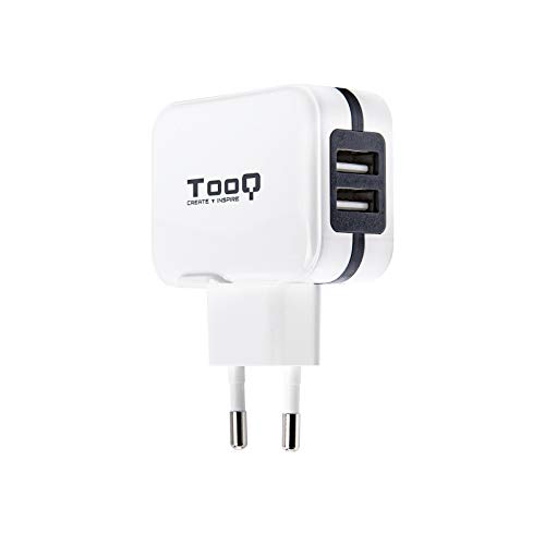 TooQ TQWC-1S02WT - Cargador de pared con 2 x USB (5V - 3.4 A, 17 W), con tecnologia AiPower, para iPad / iPhone / Samsung / Tablets / Smartphones, color BLANCO