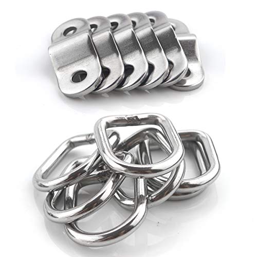 TooTaci Anillos de Amarre,6 Piezas Anillos en D Anilla de Amarre ,Acero Galvanizado,Ancla de Carga de Remolque Anillo de Amarre ,para Transporte Carga Vans Barco Offroad Camión Cuerdas